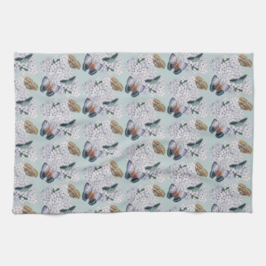 Schmetterlinge auf weichem aquamarin geschirrtuch (Horizontal)