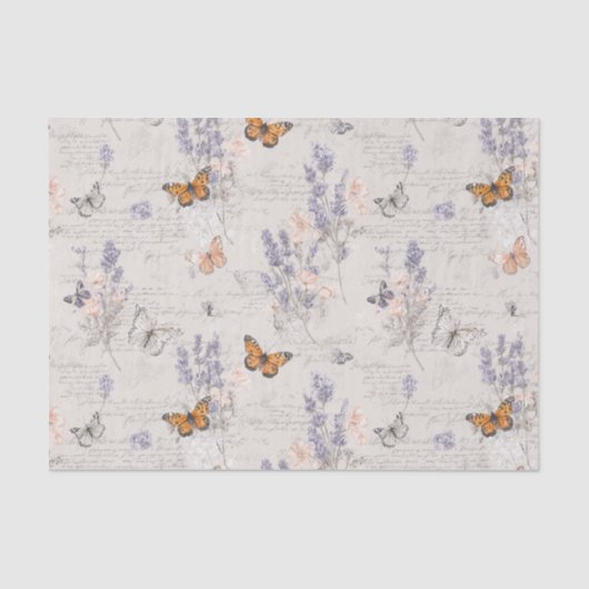 Schmetterlinge auf Wildblumen Seidenpapier (Vorderseite)