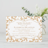 Schmetterlinge auf Wood Pattern Kinderdusche Einla Einladung (Stehend Vorderseite)