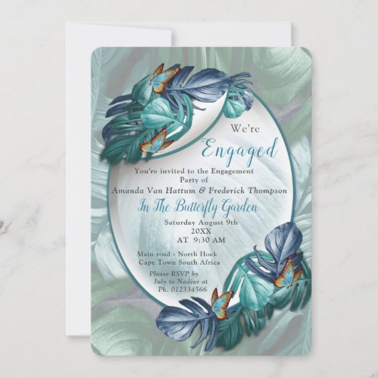 Schmetterlinge aus Paradies/tropisch-türkisfarbene Einladung (Vorderseite)