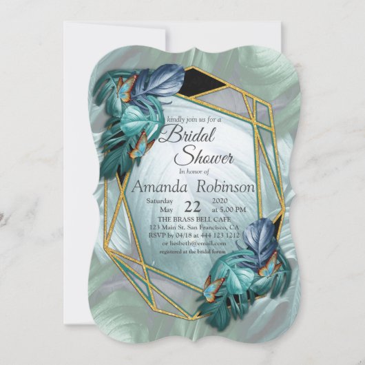 Schmetterlinge aus Paradies/tropisch-türkisfarbene Einladung (Vorderseite)