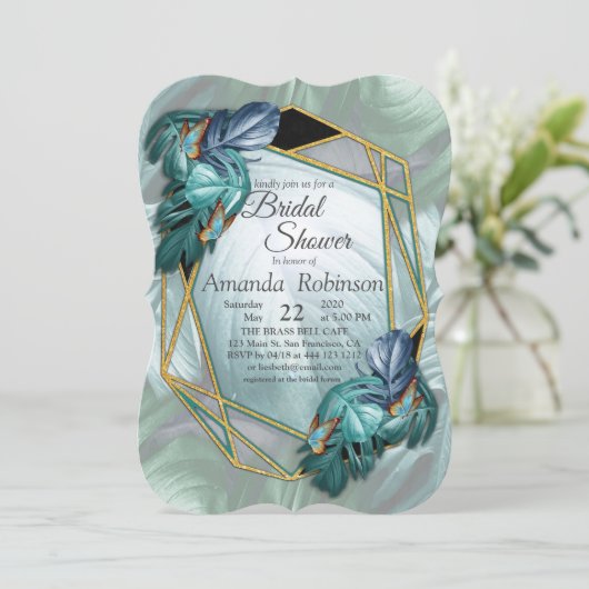 Schmetterlinge aus Paradies/tropisch-türkisfarbene Einladung (Stehend Vorderseite)