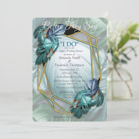 Schmetterlinge aus Paradies/tropisch-türkisfarbene Einladung (Stehend Vorderseite)