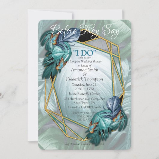 Schmetterlinge aus Paradies/tropisch-türkisfarbene Einladung (Vorderseite)