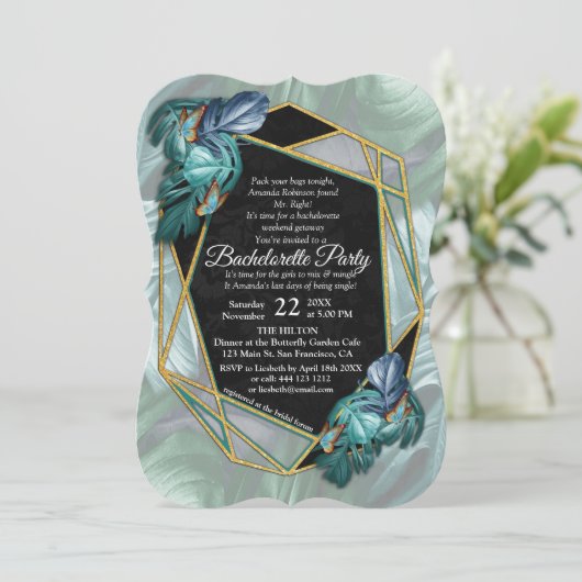 Schmetterlinge aus Paradies/tropisch-türkisfarbene Einladung (Stehend Vorderseite)