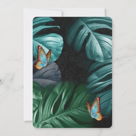 Schmetterlinge aus Paradies/tropisch-türkisfarbene Einladung (Rückseite)