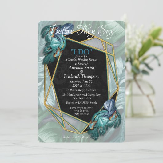 Schmetterlinge aus Paradies/tropisch-türkisfarbene Einladung (Stehend Vorderseite)