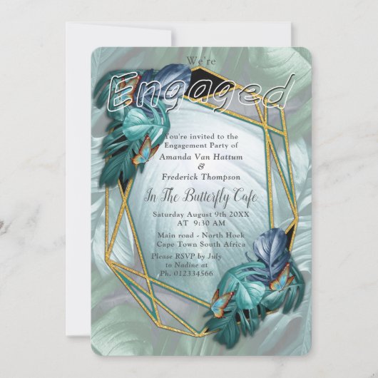 Schmetterlinge aus Paradies/tropisch-türkisfarbene Einladung (Vorderseite)