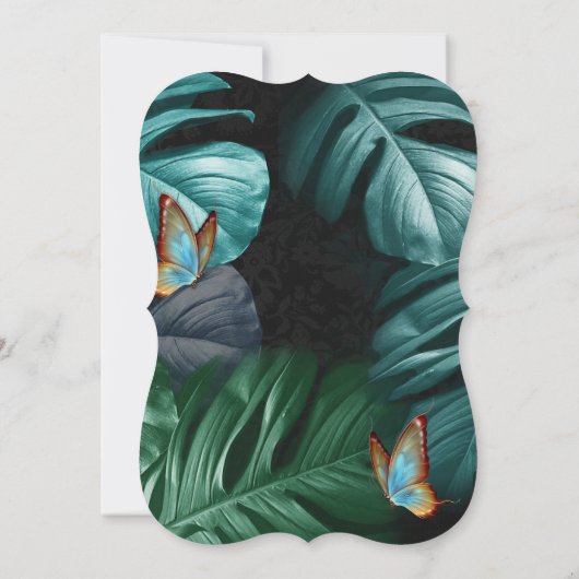 Schmetterlinge aus Paradies/tropisch-türkisfarbene Einladung (Rückseite)