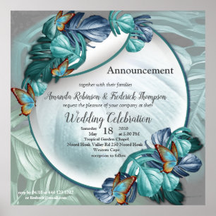 Schmetterlinge aus Paradies/tropisch-türkisfarbene Poster