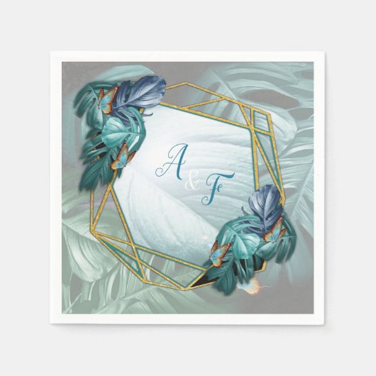 Schmetterlinge aus Paradies/tropisch-türkisfarbene Serviette (Vorderseite)