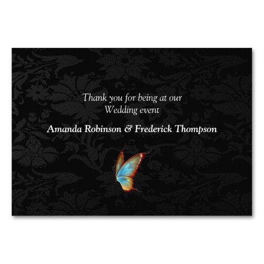 Schmetterlinge aus Paradies/tropisch-türkisfarbene Tischnummer (Rückseite)