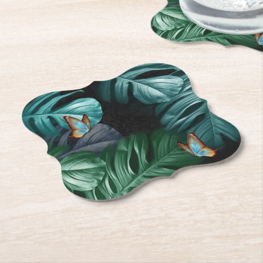 Schmetterlinge aus Paradies/tropisch-türkisfarbene Untersetzer (angewinkelt)