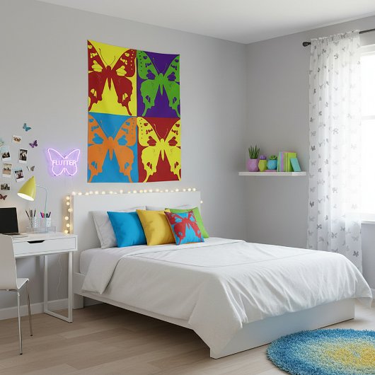 Schmetterlinge aus Pop Wandteppich
