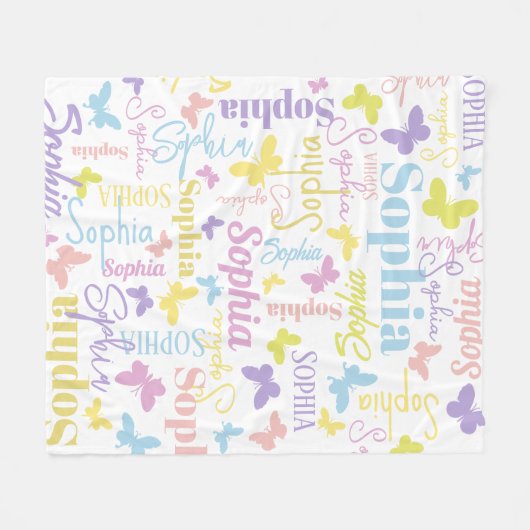 Schmetterlinge aus Regenbogen individuelle Name So Fleecedecke (Vorderseite (Horizontal))