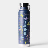Schmetterlinge aus Regenbogen individuelle Name So Trinkflasche (Rückseite)