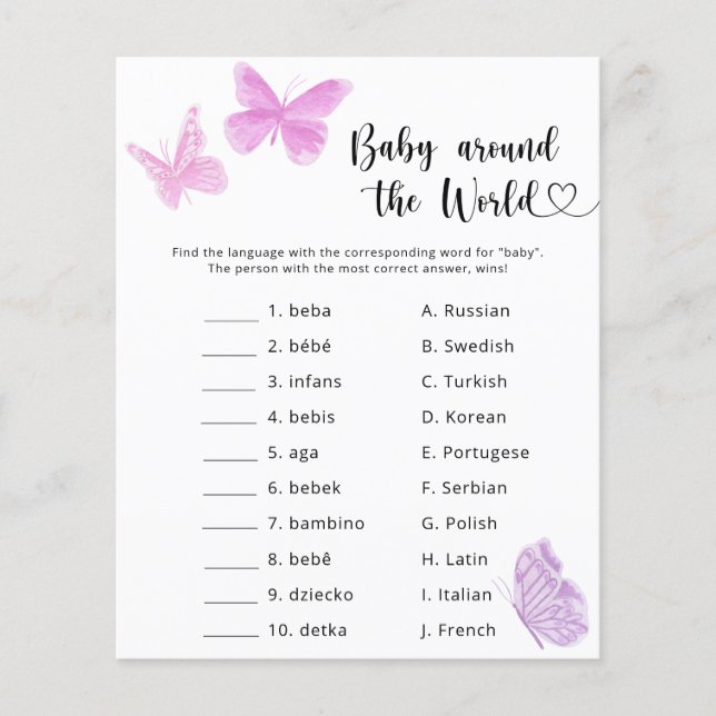 Schmetterlinge - Baby auf der ganzen Welt (Vorderseite)