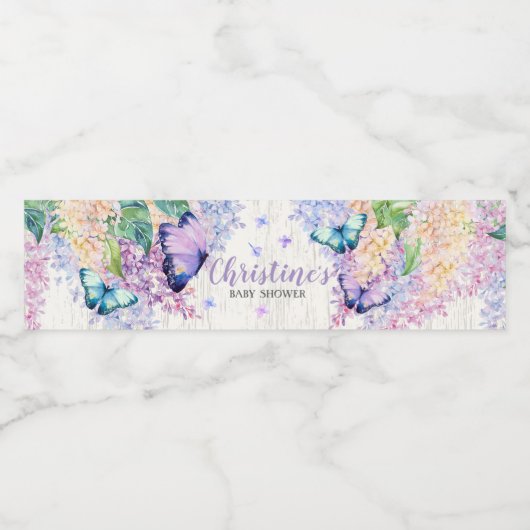 Schmetterlinge Babydusche Wasserflasche Etikett (Einzelnes Label)