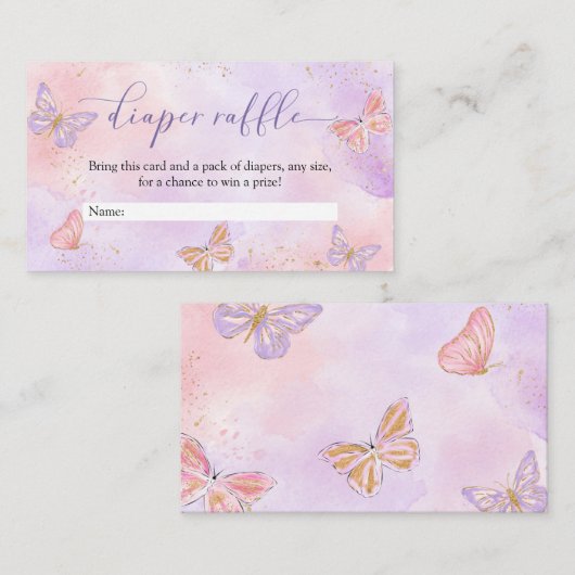 Schmetterlinge Babydusche Windelwindeln Begleitkarte (Vorne/Hinten)