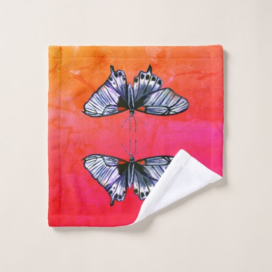Schmetterlinge Badhandtuch Set (Waschlappen)