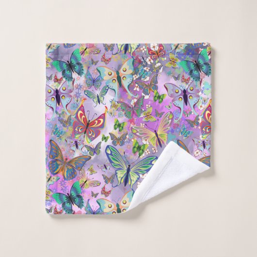 Schmetterlinge Badhandtuch Set (Waschlappen)