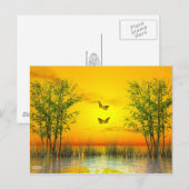 Schmetterlinge bei Sonnenuntergang - 3D-Darstellun Postkarte (Vorne/Hinten)