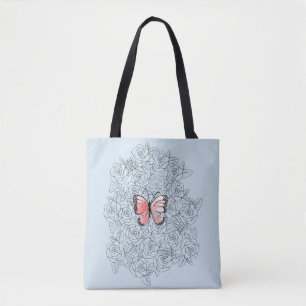 Schmetterlinge Beutel mit Rose - Farbe auswählen Tasche