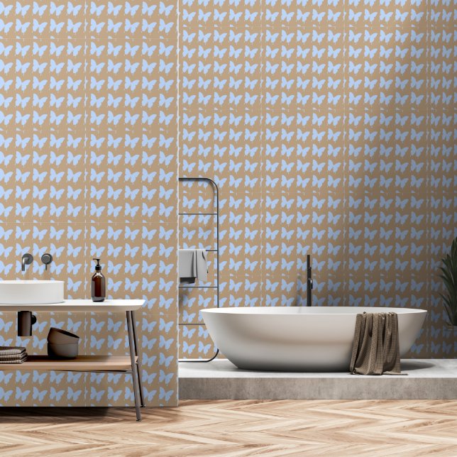 Schmetterlinge Blau Tapete (Badezimmer)