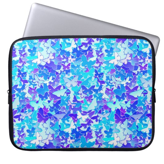 Schmetterlinge, blau, türkis, Lavendel Laptopschutzhülle (Vorderseite)