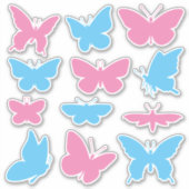 Schmetterlinge Blau und Rosa Sticker Set (Vorderseite)