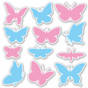 Schmetterlinge Blau und Rosa Sticker Set