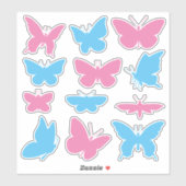 Schmetterlinge Blau und Rosa Sticker Set (Blatt)