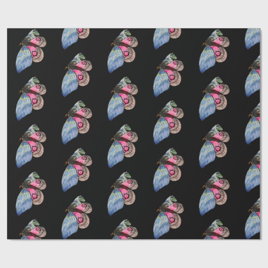 Schmetterlinge blaue rosa digitale Kunst Geschenkpapier (Flach)
