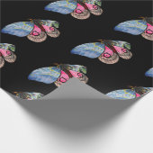 Schmetterlinge blaue rosa digitale Kunst Geschenkpapier (Ecke)