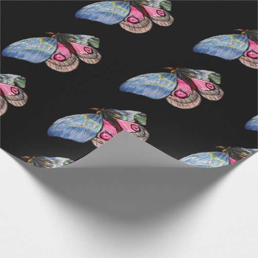 Schmetterlinge blaue rosa digitale Kunst Geschenkpapier (Ecke)