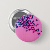 Schmetterlinge Blue Pink Schöne Button (Vorne & Hinten)