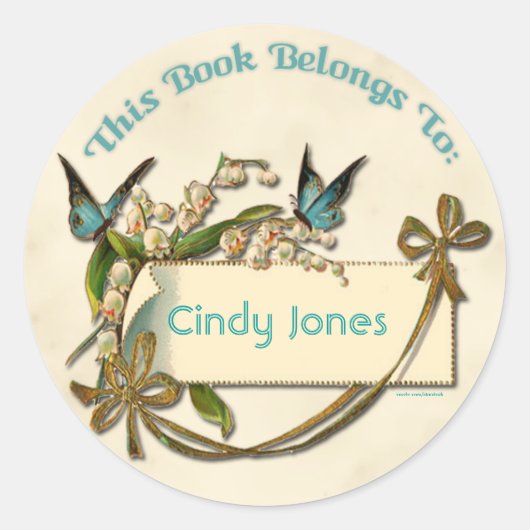 Schmetterlinge Blume Buchzeichen Sticker (Vorderseite)