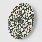 Schmetterlinge & Blume: Doodle Summer Pattern. Große Wanduhr (Winkel)