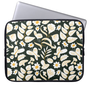 Schmetterlinge & Blume: Doodle Summer Pattern. Laptopschutzhülle