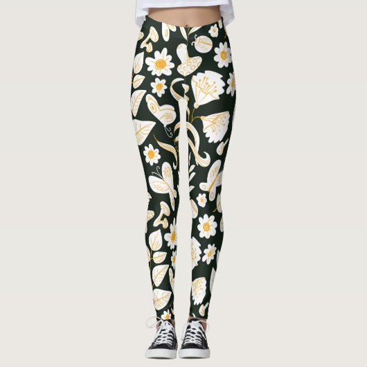 Schmetterlinge & Blume: Doodle Summer Pattern. Leggings (Vorderseite)