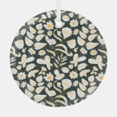 Schmetterlinge & Blume: Doodle Summer Pattern. Ornament Aus Glas (Vorderseite)