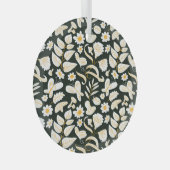 Schmetterlinge & Blume: Doodle Summer Pattern. Ornament Aus Glas (Vorderseite Rechts)