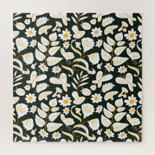 Schmetterlinge & Blume: Doodle Summer Pattern. Puzzle