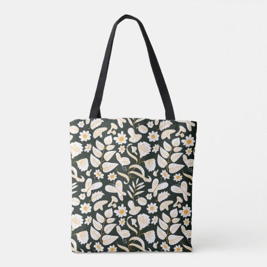 Schmetterlinge & Blume: Doodle Summer Pattern. Tasche (Rückseite)