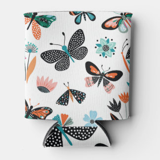 Schmetterlinge Blume: Handgezeichnete Sammlung Dosenkühler