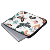 Schmetterlinge Blume: Handgezeichnete Sammlung Laptopschutzhülle (Vorne Knopf)