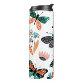 Schmetterlinge Blume: Handgezeichnete Sammlung Thermosbecher (Nach links gedreht)