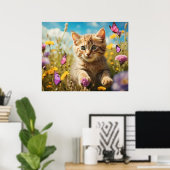 *~* Schmetterlinge Blume Kitty 5:4 Kätzchen AP68 Poster (Heimbüro)