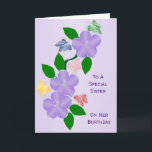 Schmetterlinge Blume Personalisiert Sister Birthda Karte<br><div class="desc">Grußkarten Schmetterlinge und Blume Geburtstagskarte Schwester. Passen Sie diese Geburtstagskarte mit jedem beliebigen Text an und lassen Sie sie dann ausdrucken und an Sie senden oder laden Sie sie sofort auf Ihr Mobiltelefon herunter. Wenn Sie Hilfe bei der Anpassung benötigen, kontaktieren Sie uns über den Link auf dieser Seite. Blumendesign...</div>