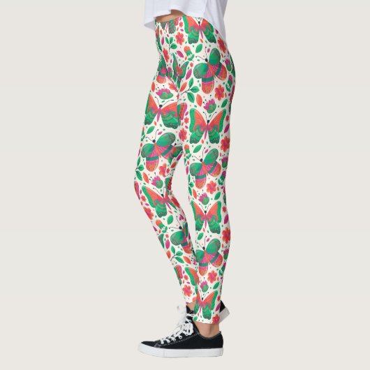 Schmetterlinge, Blume und Blätter Leggings (Links)